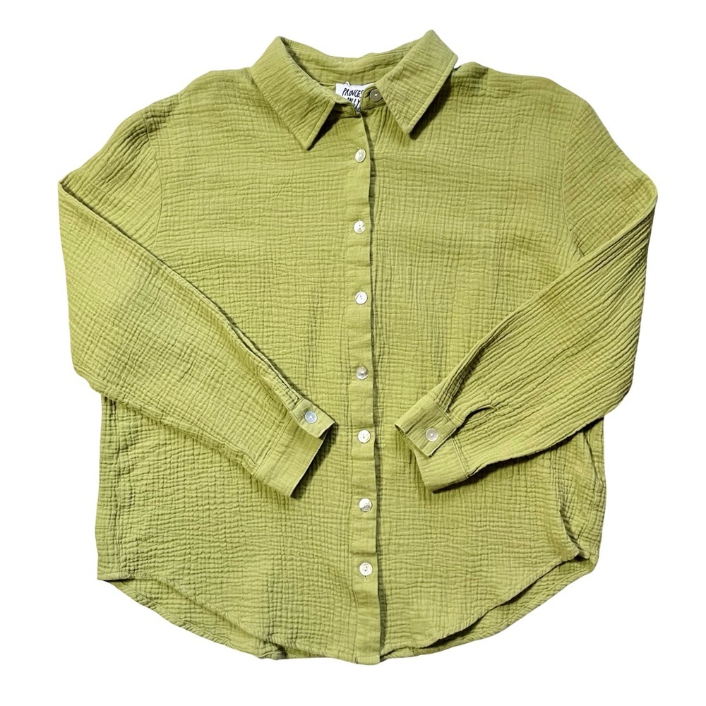 Princess Polly Green Cotton Gauze Button Up Shirt Long Sleeve Women’s US 6 NWOT